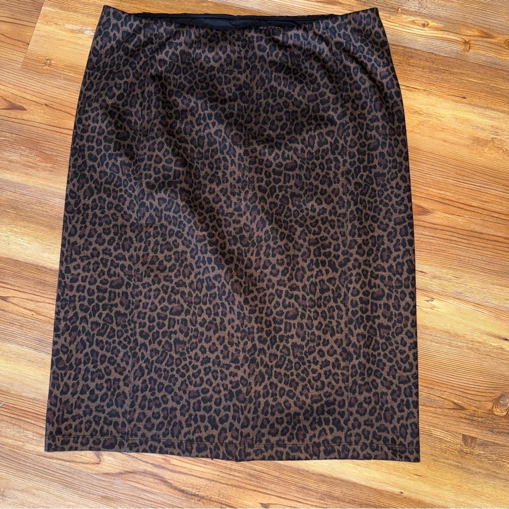 Liverpool Stitch Fix Knit Cheetah Print Pencil Brown/Black Skirt Sz 14‎
